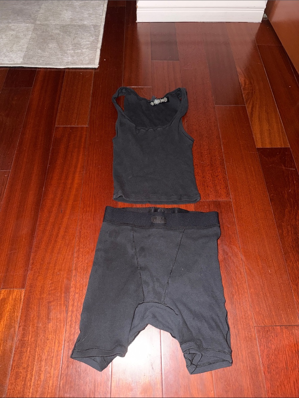 Skims Black Tank Top and Boxer Brief Set - Classic Black